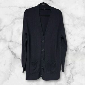 J. Crew alpaca wool blend Midnight Black button front Knit Sweater XL